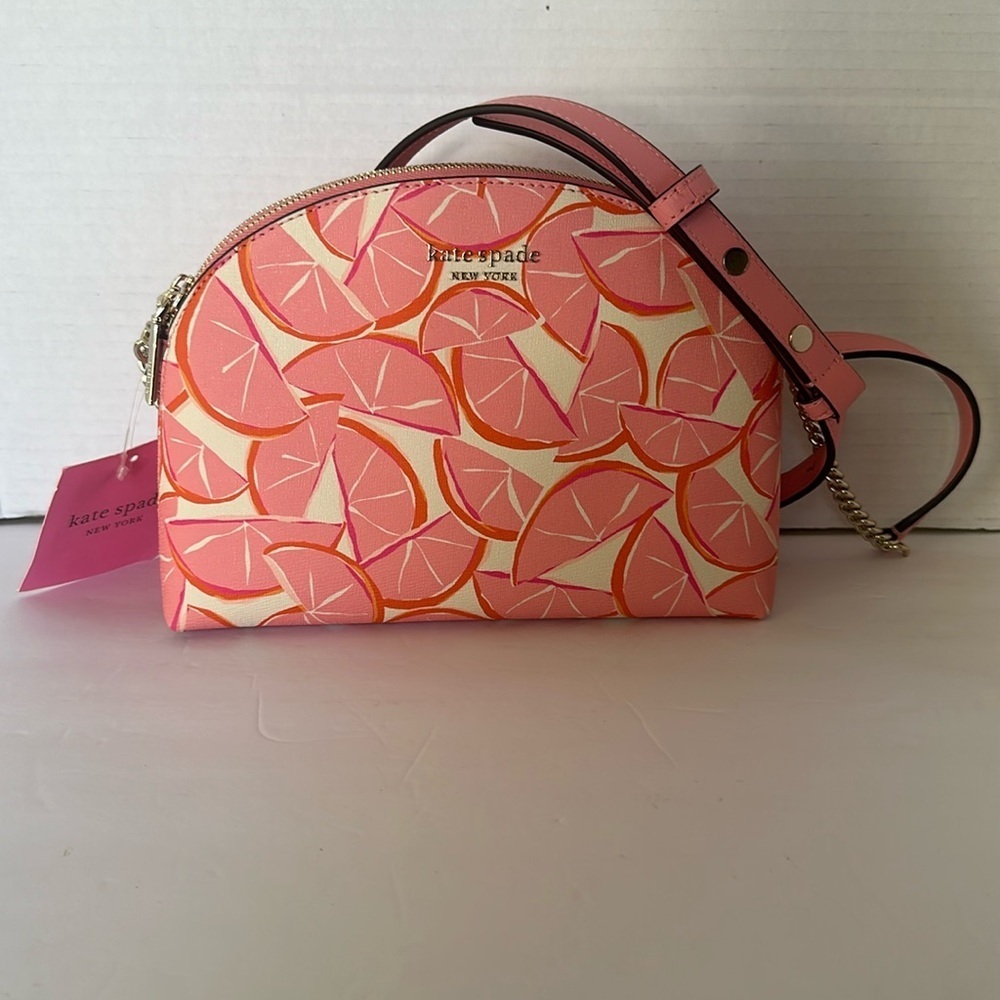 Kate Spade Spencer Pink Grapefruit Double-zip Dome Crossbody Bag NWT